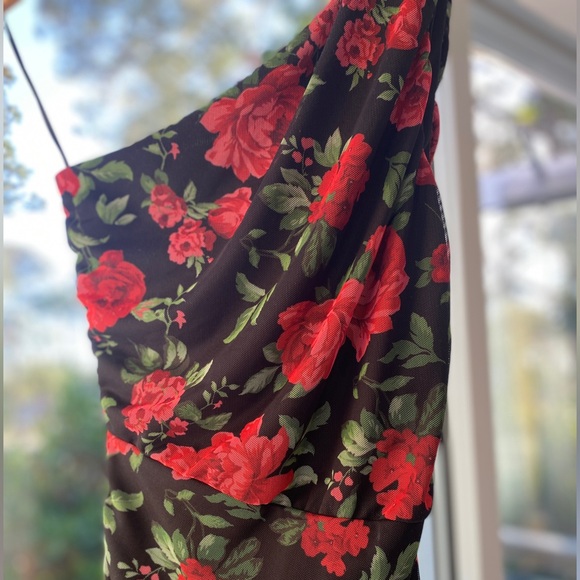 LOVE by X DESIGN Floral One Shoulder Ruched Bodycon Midi Dress XS Nordstrom - Picture 5 of 8